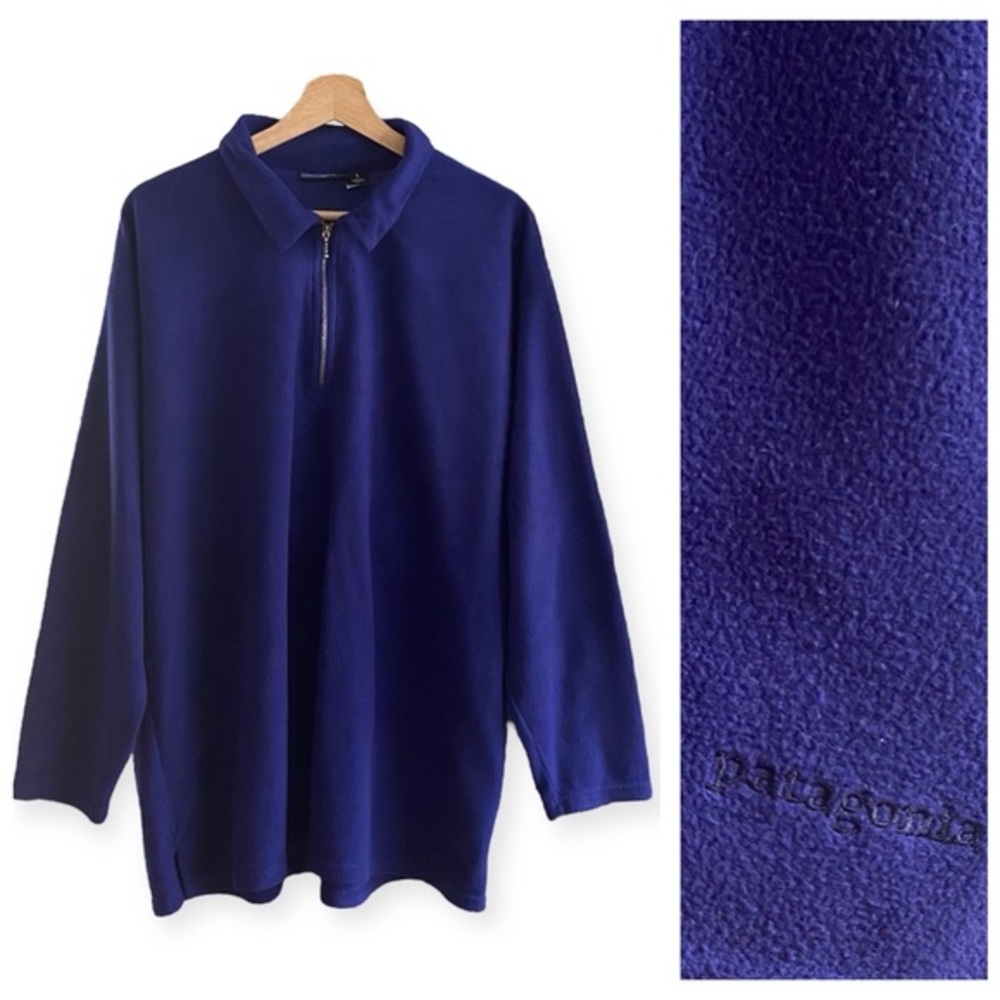 Patagonia Vintage Purple Fleece Quarter Zip Pullover Sweater Jacket Large